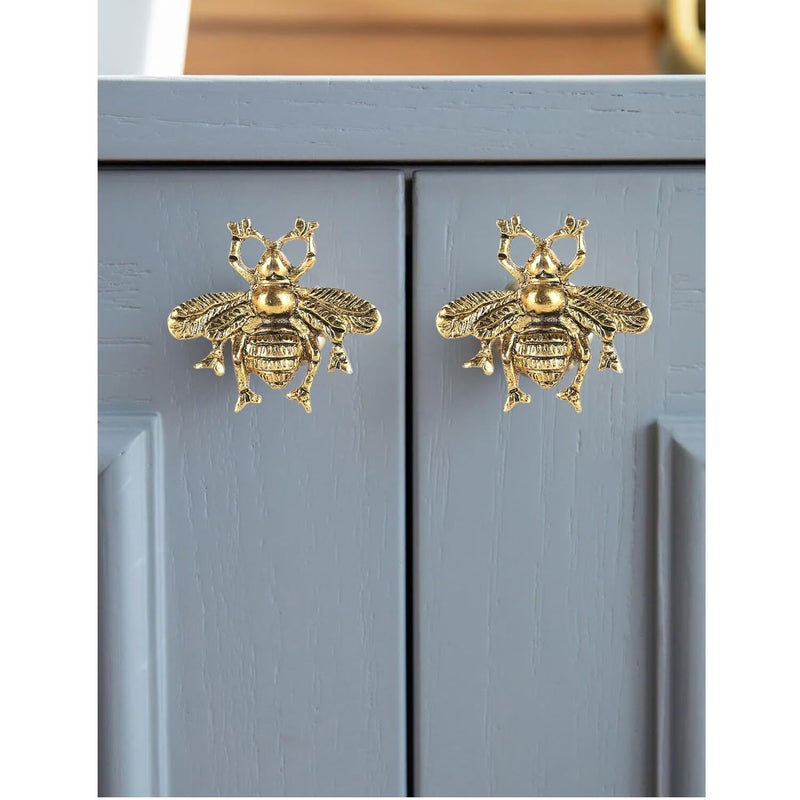 Perilla Home Set of 6 Vintage Brass Knobs - for Cabinet Drawers Decorative Bee Knobs - for Home, Kitchen, Cabinet, Hardware, Cupboard, Glass Door, Dresser, Wardrobe and Drawer Pulls - Image 3